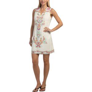 CIEBON Maris Engineer Print Linen Blend Mini Dress
